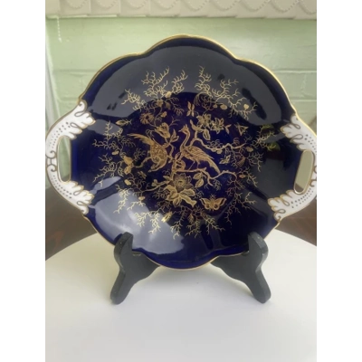 Coalport Cobalt & Gold Cairo Twin-Handled Bowl Pair c. 1920