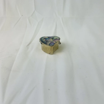 Vintage Taxco Mexico Abalone Heart-Shaped Pill Box