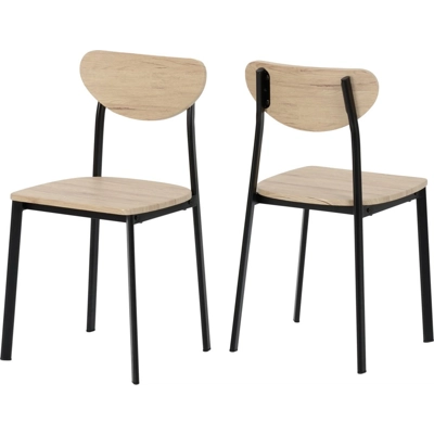 Riley Large Dining Set Black/Light Oak Effect Veneer