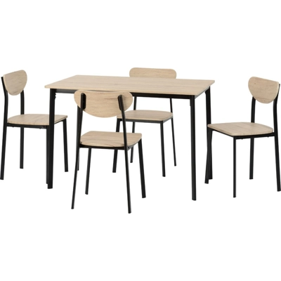 Riley Large Dining Set Black/Light Oak Effect Veneer