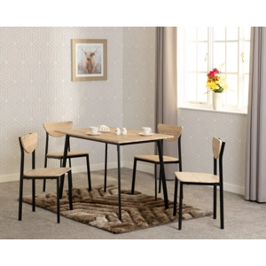 Riley Large Dining Set Black/Light Oak Effect Veneer Riley Large Dining Set Black/Light Oak Effect Veneer