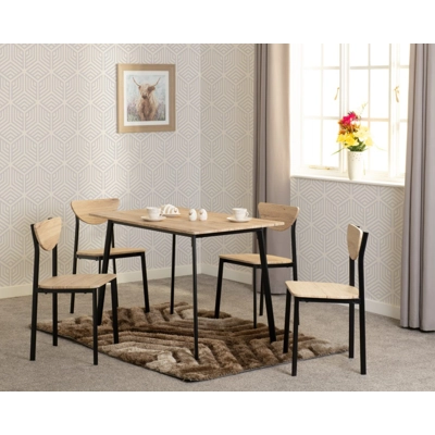 Riley Large Dining Set Black/Light Oak Effect Veneer