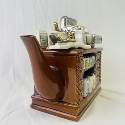 Vintage Ceramic Cardew Teapot - Signed Chinese Tea Shop Design in Excellent Condition