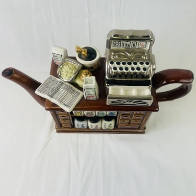 Vintage Ceramic Cardew Teapot - Signed Chinese Tea Shop Design in Excellent Condition