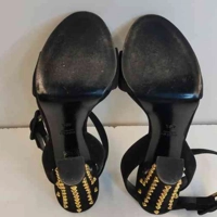 Gucci Women's Suede Studded Open Toe Ankle Wrap Heels