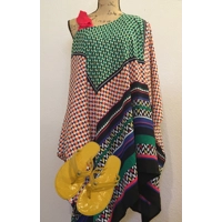 Caftan|Poncho Style|Multi-Colored Shapes Design|One Size