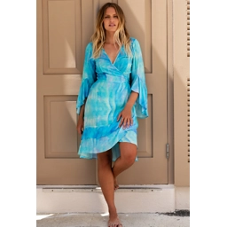 Aqua Riviera Wrap Designer Dress