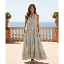 Long Sleevless Dress by Pearl & Caviar Aqua