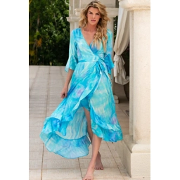 Riviera Maxi Wrap Dress Turquoise Wave