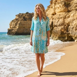 AQUA PEBBLES BEACH SHIRT