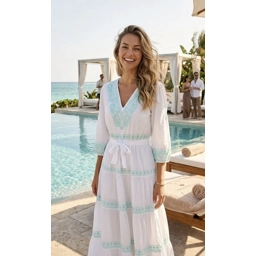 AZULA WHITE-AQUA DRESS