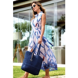 Iris Maxi Shirt Dress-Blue