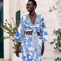 Isla Crop Top-Blue White