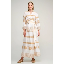 Zakar Wrap Dress Gold White