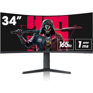 KOORUI 34 Inch Ultrawide Curved Gaming Monitor 165HZ, 1ms, 1000R, WQHD 3440 * 1440, 21:9, DCI-P3 90%