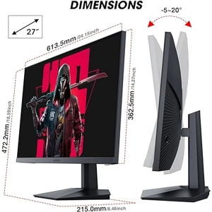 KOORUI 27 Inch FHD Gaming Monitor 165 Hz, IPS, 1ms, DCI-P3 90% Color Gamut, Adaptive Sync, (1920x108