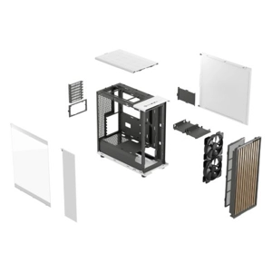 Fractal Design North Chalk White (TG Clear) Case w/ Clear Glass Window, ATX, 2 Fans, USB-C, Oak Fron