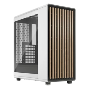 Fractal Design North Chalk White (TG Clear) Case w/ Clear Glass Window, ATX, 2 Fans, USB-C, Oak Fron