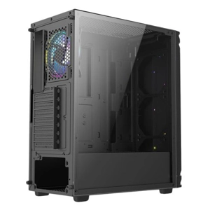 Vida Apollo Black ARGB Gaming Case w/ Glass Window, ATX, Rear ARGB Fan, Front LED Strips