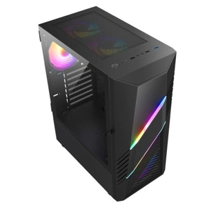 Vida Eos Black ARGB Gaming Case w/ Glass Window, ATX, 2x ARGB Fans, Front LED Strips
