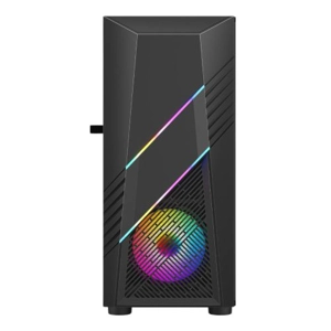Vida Eos Black ARGB Gaming Case w/ Glass Window, ATX, 2x ARGB Fans, Front LED Strips