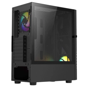 Vida Eos Black ARGB Gaming Case w/ Glass Window, ATX, 2x ARGB Fans, Front LED Strips