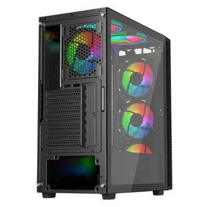 Vida Sirocco V2 Black ARGB Gaming Case w/ Glass Window, ATX, 6x ARGB Fans, Mesh Front