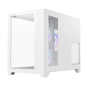 Vida Akira White ARGB Gaming Case w/ Glass Front & Side, Micro ATX, 3x ARGB Fans, 6-Port ARGB PWM Fa