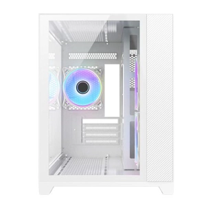 Vida Akira White ARGB Gaming Case w/ Glass Front & Side, Micro ATX, 3x ARGB Fans, 6-Port ARGB PWM Fa