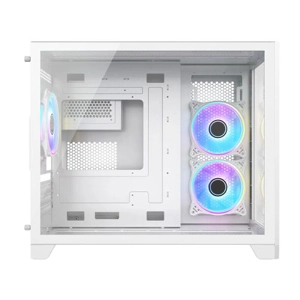 Vida Akira White ARGB Gaming Case w/ Glass Front & Side, Micro ATX, 3x ARGB Fans, 6-Port ARGB PWM Fa
