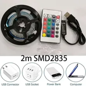 2m USB LED Lights Strip Tape LED 2835 24 Key IR Remote Control for Kitchen Closet Bedroom PC TV Backlight Home Lighting