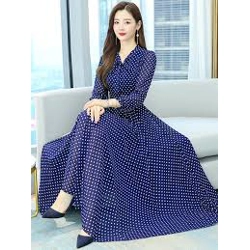 Dark Blue Long Sleeve Maxi Dress For Women In Atlanta Georgia