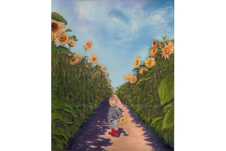 Vincent's Sunflower. Original Pastel Painting