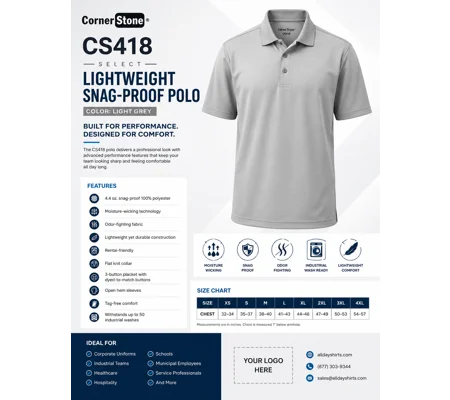 LCES CS418 CornerStone Select Lightweight Snag-Proof Polo MENS