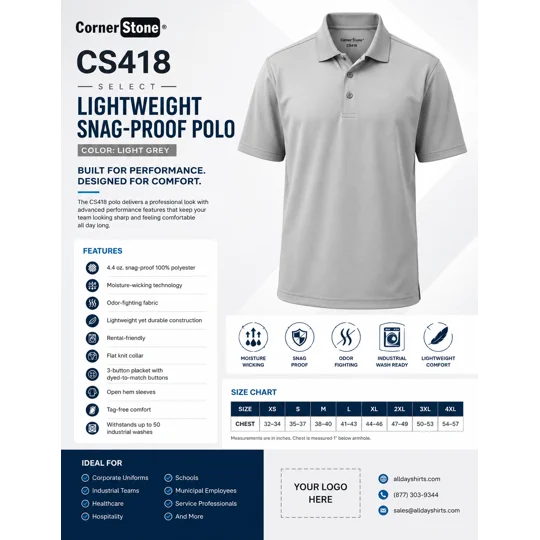 LCES CS418 CornerStone Select Lightweight Snag-Proof Polo MENS