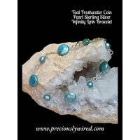 Pearl Coin Teal Infinity Link Ste..