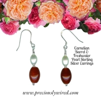 Carnelian Barrel & Pearl Sterling..