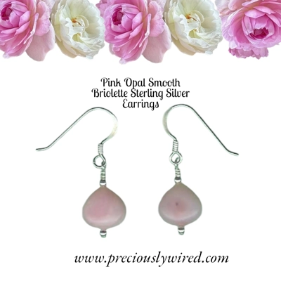Opal Pink Briolette Sterling Short Drop Earrings