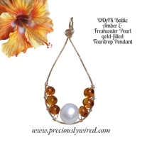 Amber Pearl Gold Filled Wire Wrap..