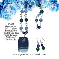 Aquamarine, Lapis & Agate Sterlin..