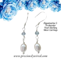 Aquamarine & White Pearl Sterling..