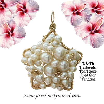 Pearl Cream Gold Filled Wire Wrapped Star OOAK Pendant