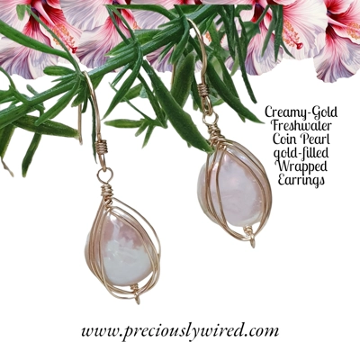 Pearl Coin White Gold-Filled Wrapped Drop Earrings
