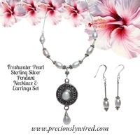 Pearl Sterling Chain Drop Pendant..