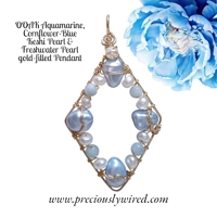 Aquamarine Blue Keshi Pearl gold ..