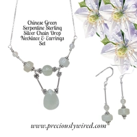 Chinese Green Serpentine Sterling..