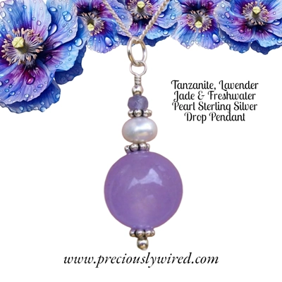 Tanzanite Pearl Jade Sterling Silver Pendant