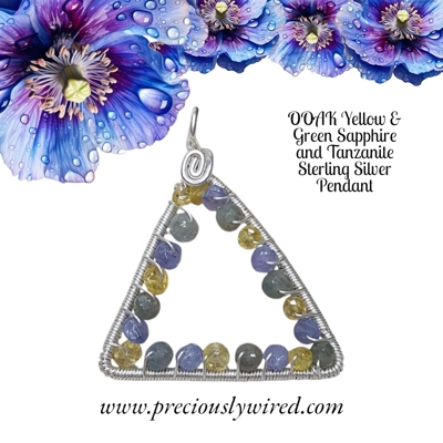 Sapphire Tanzanite Sterling Triangle OOAK Pendant