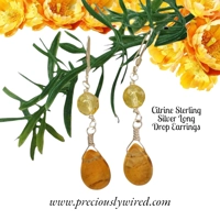 Citrine Sterling Silver Long Drop..