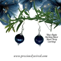 Agate Blue Sterling Short Drop Ea..